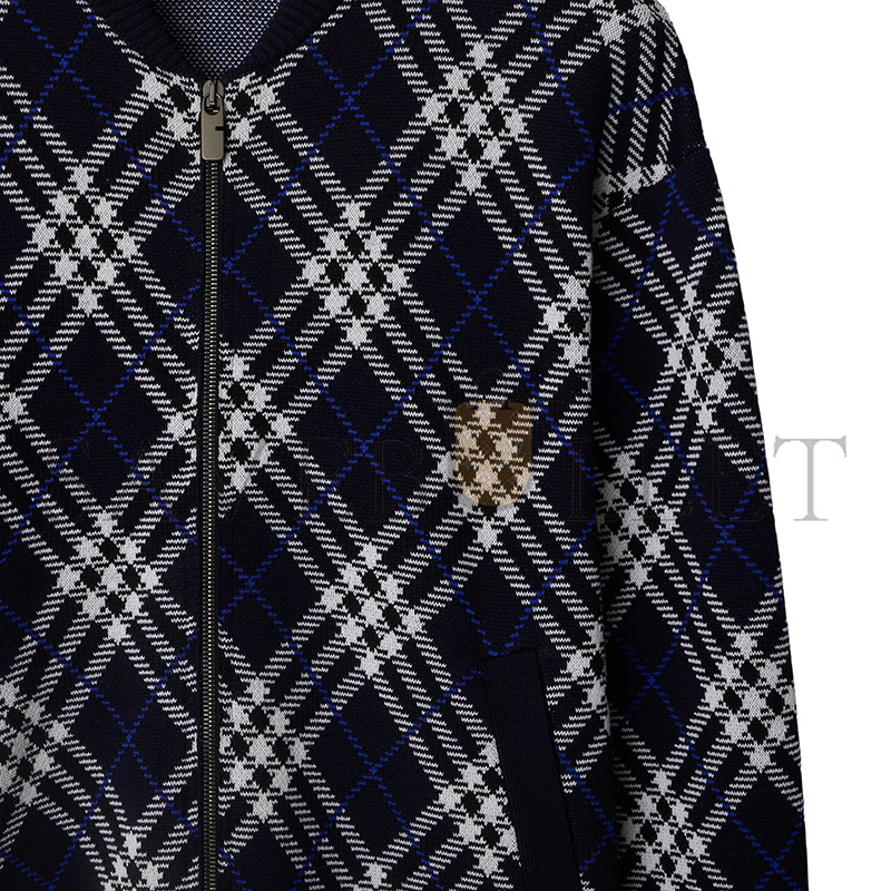 BURBERRY CHECKERED WOOL BLEND FLIGHT JACKET 81106321